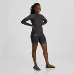 NRS Women's Hydroskin 1.0 Shirt 4 NRS Women's Hydroskin 1.0 Shirt -Colorado Kayak Shop NRS Womens Hydroskin 1.0 Shirt Worn